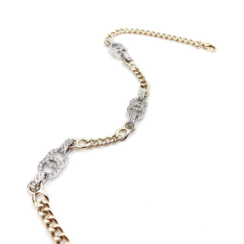 18K Crystal  Chanel Chain Links Choker Necklace