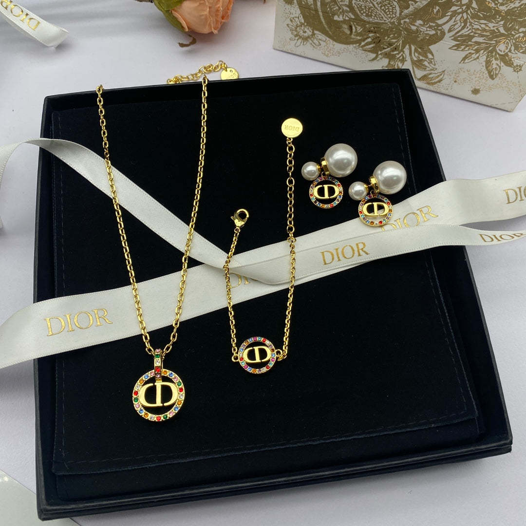 18K Petit Dior Multicolor Crystals Necklace
