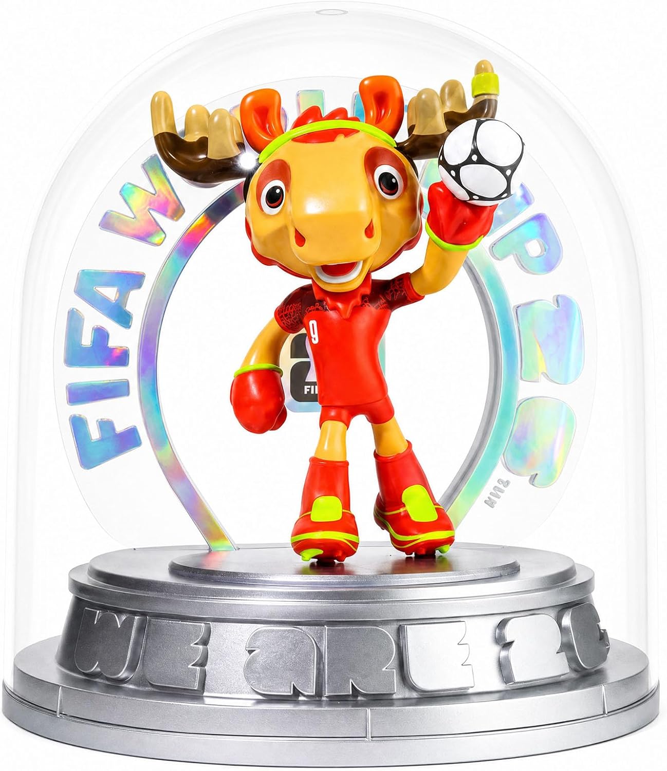FIFA Official Licensed World Cup 2026 Canada Mascot Maple the Moose 10.3" Display Statue with Acrylic Dome – Custom Laser Engraved Text & Logo, Personalized Gift for Soccer Fans (Maple)