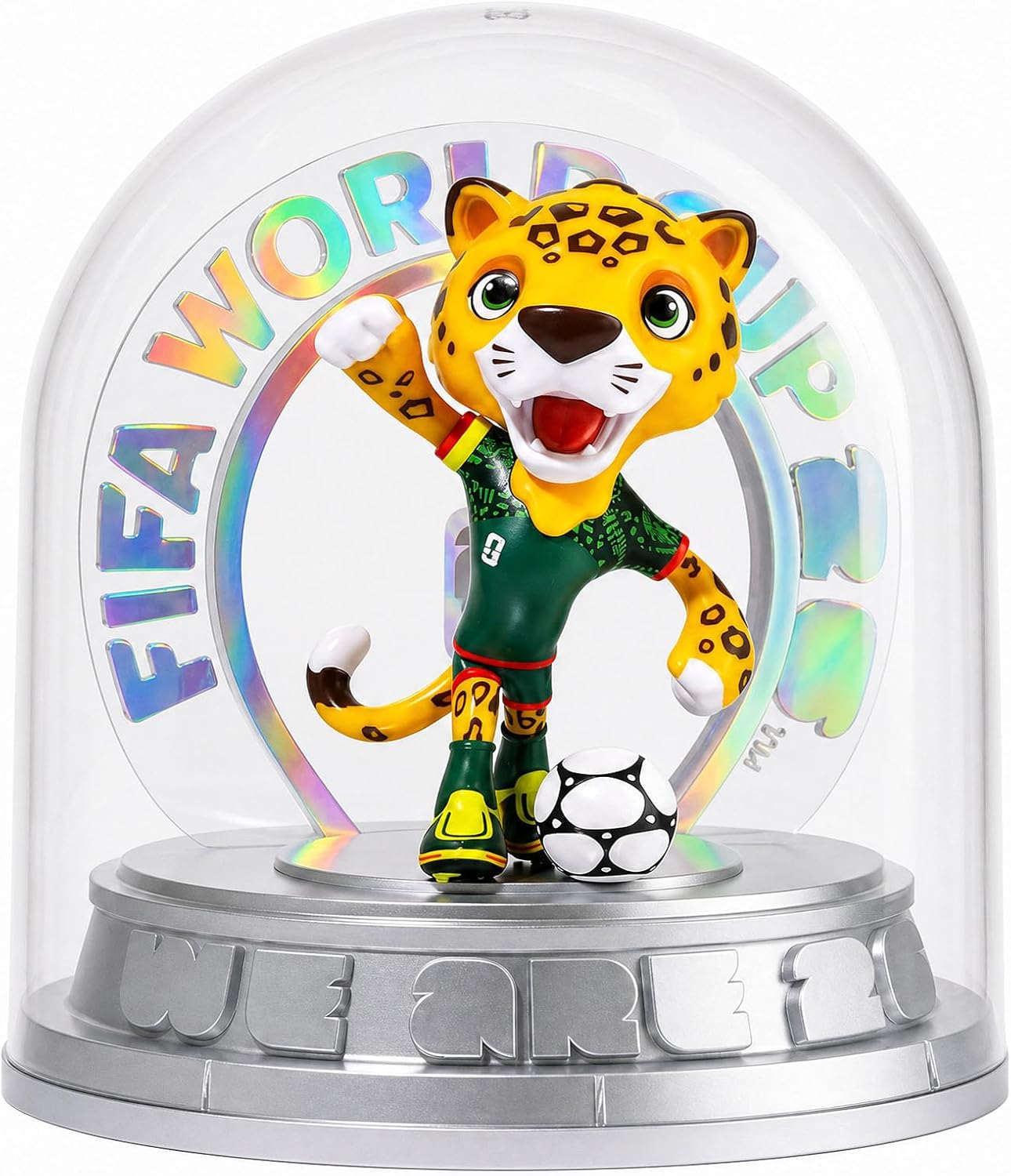FIFA Official Licensed World Cup 2026 Mexico Mascot Zayu the Jaguar 10.3" Display Statue with Acrylic Dome – Custom Laser Engraved Text & Logo, Personalized Gift for Soccer Fans (Zayu)