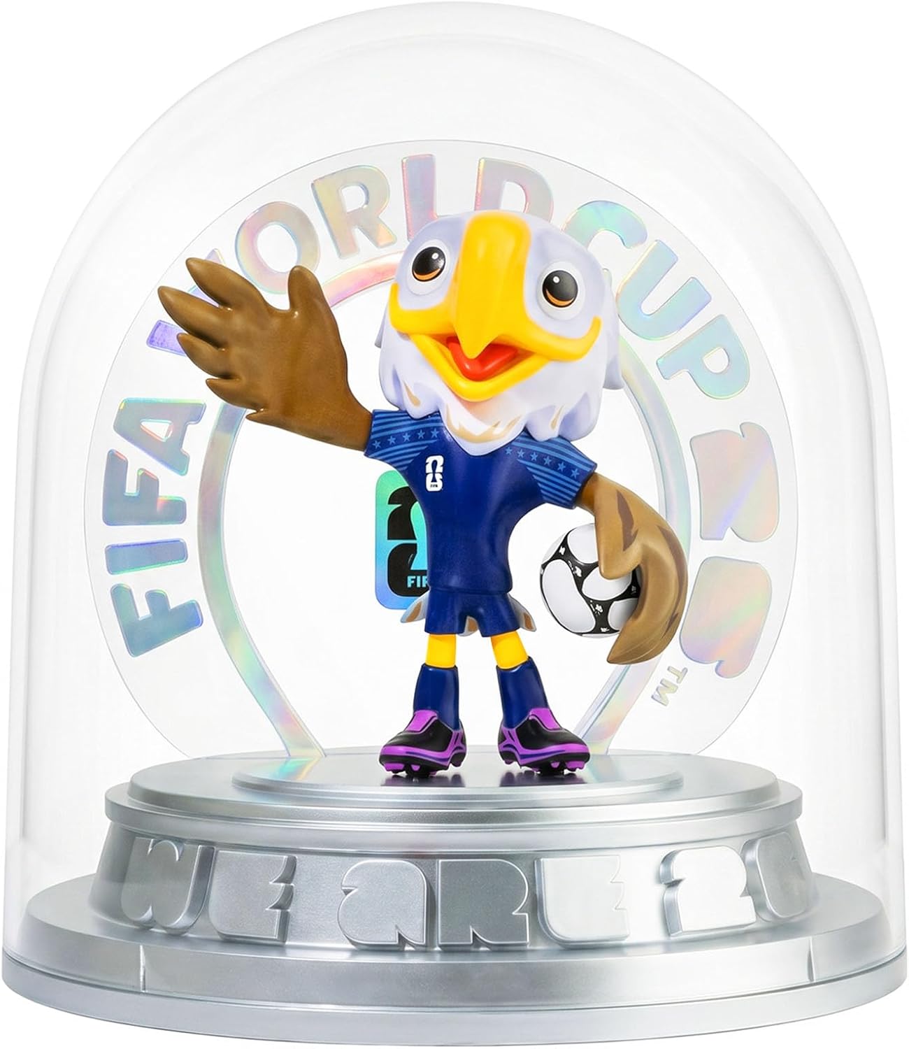 FIFA Official Licensed World Cup 2026 USA Mascot Clutch the Bald Eagle 10.3" Display Statue, Custom Laser Engraved Text & Logo with Acrylic Dome, Personalized Gift for Soccer Fans (Clutch)