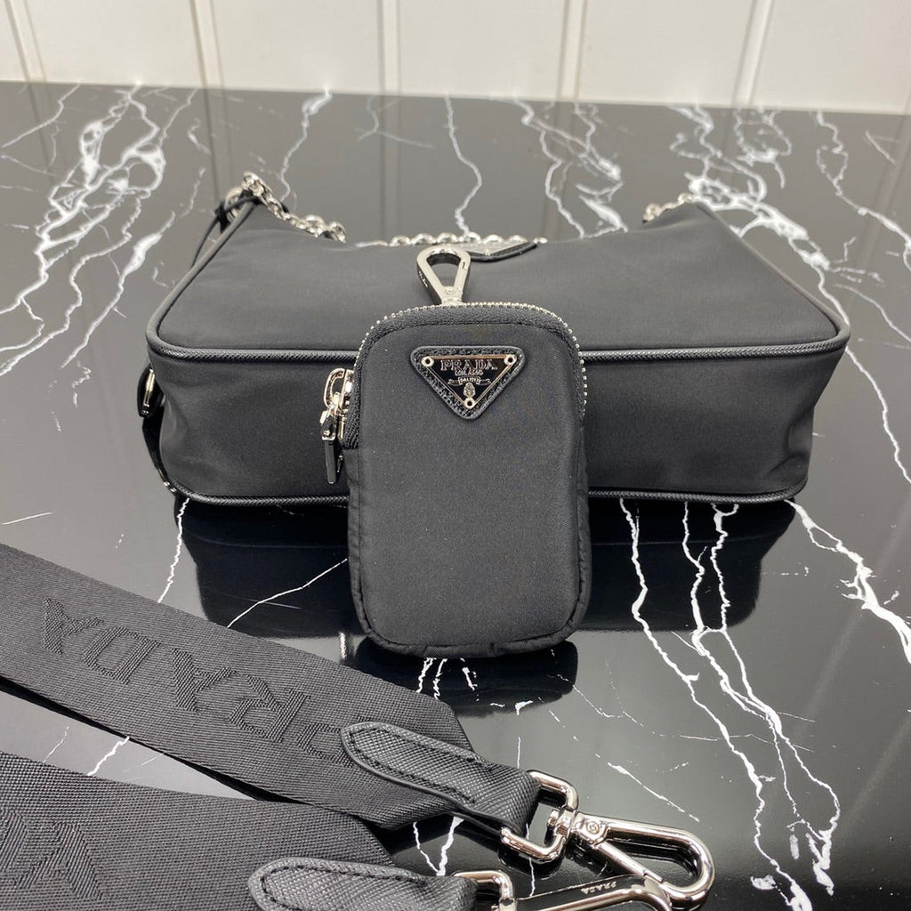 PRADA HOBO 22 BAG IN BLACK RE-NYLON