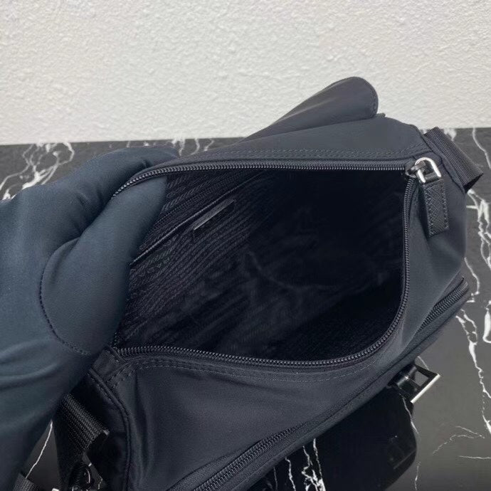 PRADA SMALL 27 SHOULDER BAG IN BLACK RE-NYLON