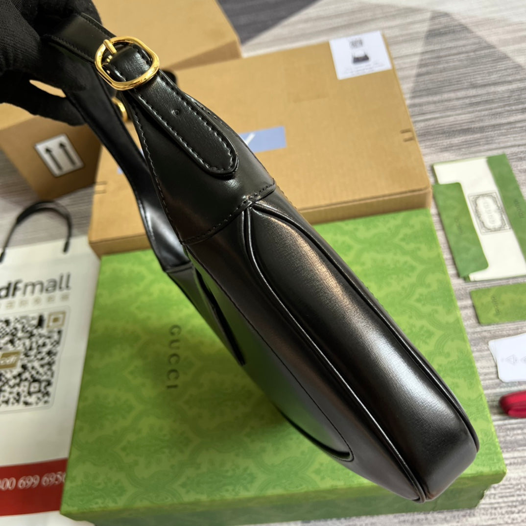 GUCCI JACKIE SMALL 28 SHOULDER BAG IN BLACK CALFSKIN