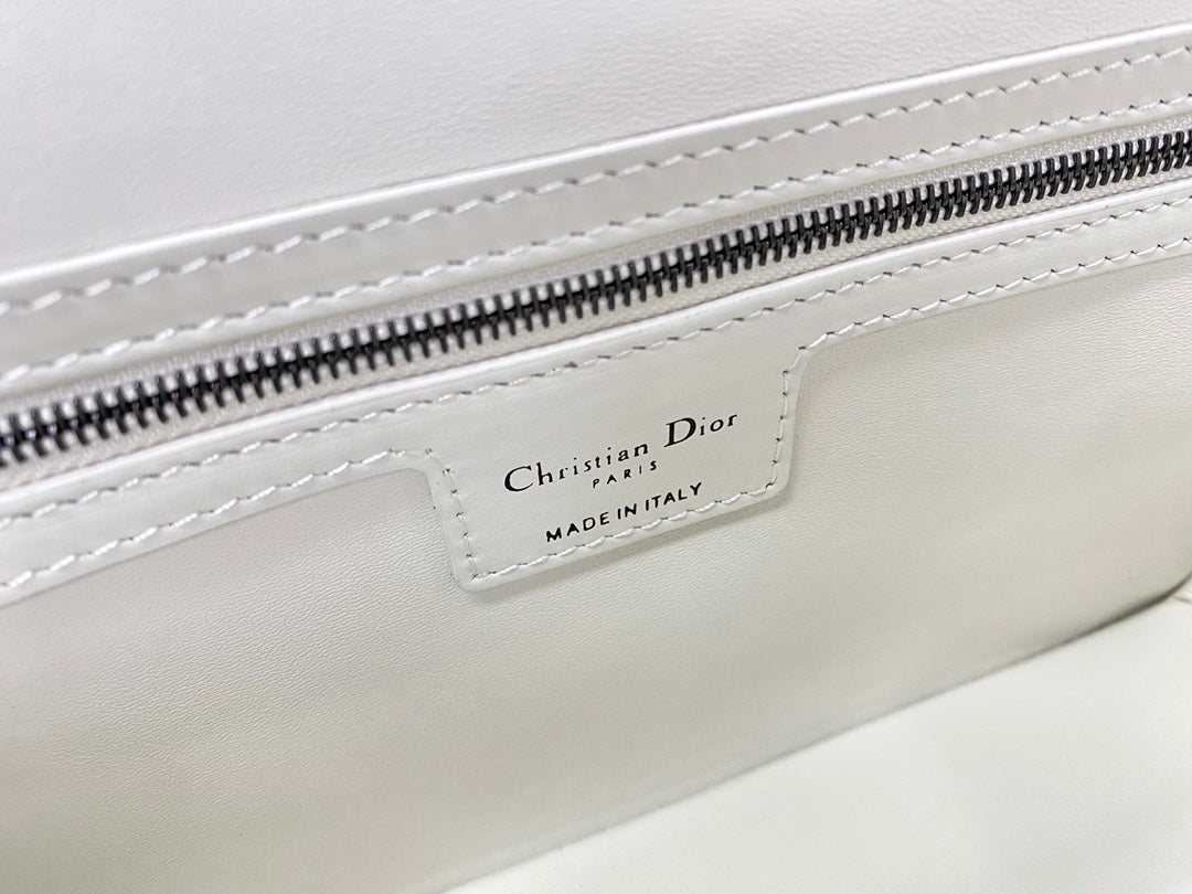 DIOR SMALL CAMP BAG 23 IN WHITE CALFSKIN