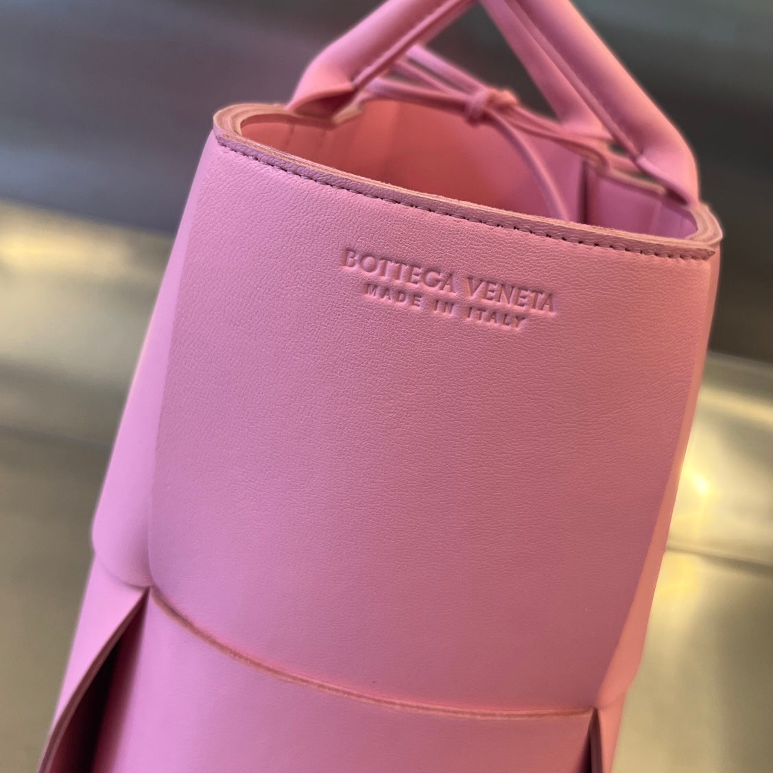 BOTTEGA VENETA ARCO TOTE 36 IN SHOCKING PINK CALFSKIN