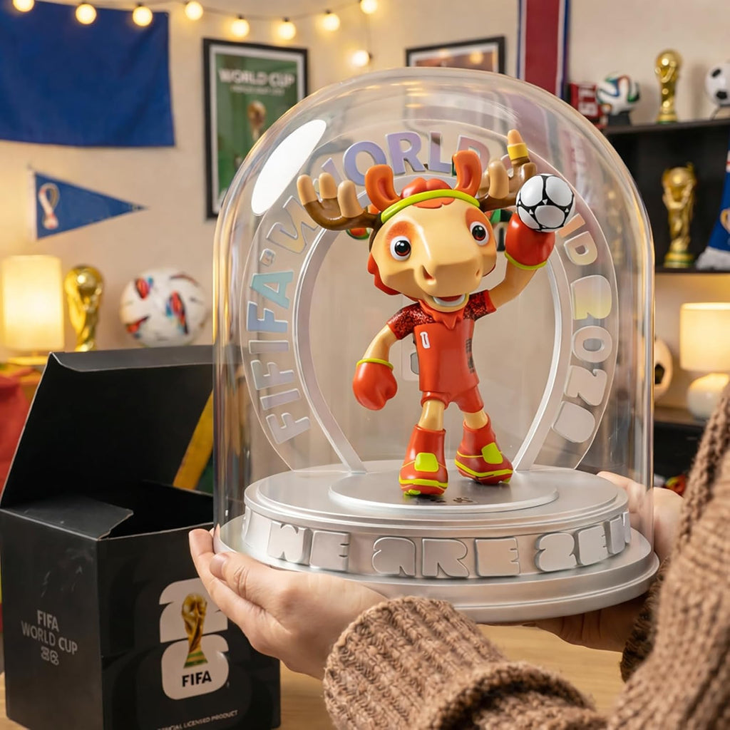 FIFA Official Licensed World Cup 2026 Canada Mascot Maple the Moose 10.3" Display Statue with Acrylic Dome – Custom Laser Engraved Text & Logo, Personalized Gift for Soccer Fans (Maple)