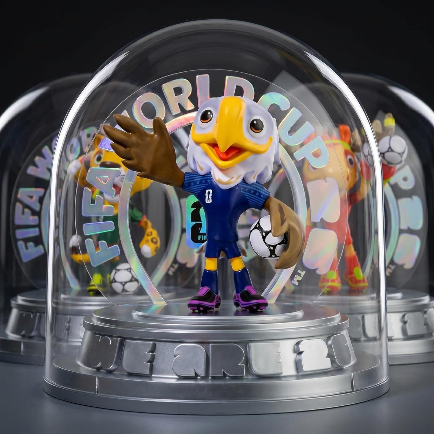 FIFA Official Licensed World Cup 2026 USA Mascot Clutch the Bald Eagle 10.3" Display Statue, Custom Laser Engraved Text & Logo with Acrylic Dome, Personalized Gift for Soccer Fans (Clutch)