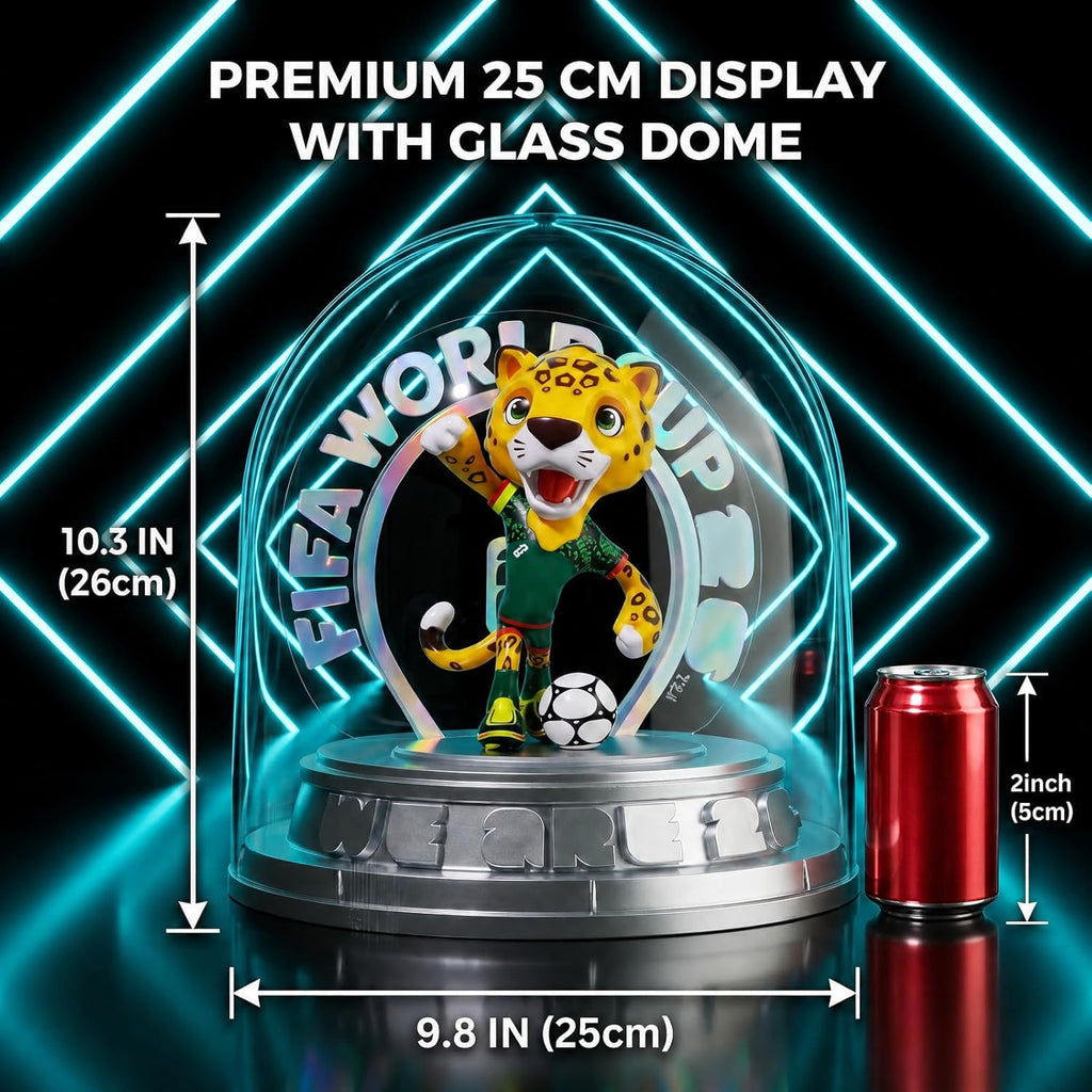 FIFA Official Licensed World Cup 2026 Mexico Mascot Zayu the Jaguar 10.3" Display Statue with Acrylic Dome – Custom Laser Engraved Text & Logo, Personalized Gift for Soccer Fans (Zayu)