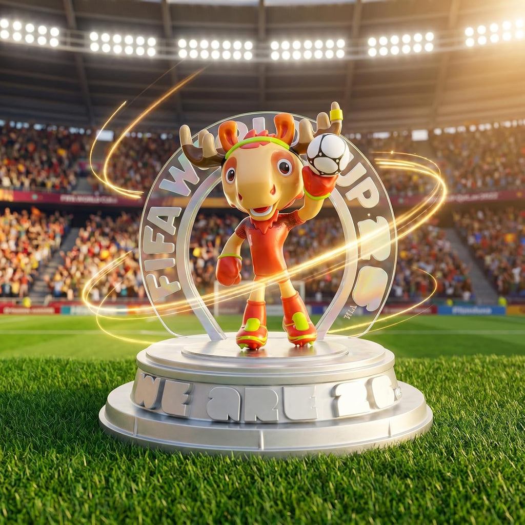 FIFA Official Licensed World Cup 2026 Canada Mascot Maple the Moose 10.3" Display Statue with Acrylic Dome – Custom Laser Engraved Text & Logo, Personalized Gift for Soccer Fans (Maple)