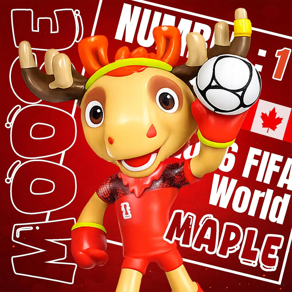 FIFA Official Licensed World Cup 2026 Canada Mascot Maple the Moose 10.3" Display Statue with Acrylic Dome – Custom Laser Engraved Text & Logo, Personalized Gift for Soccer Fans (Maple)