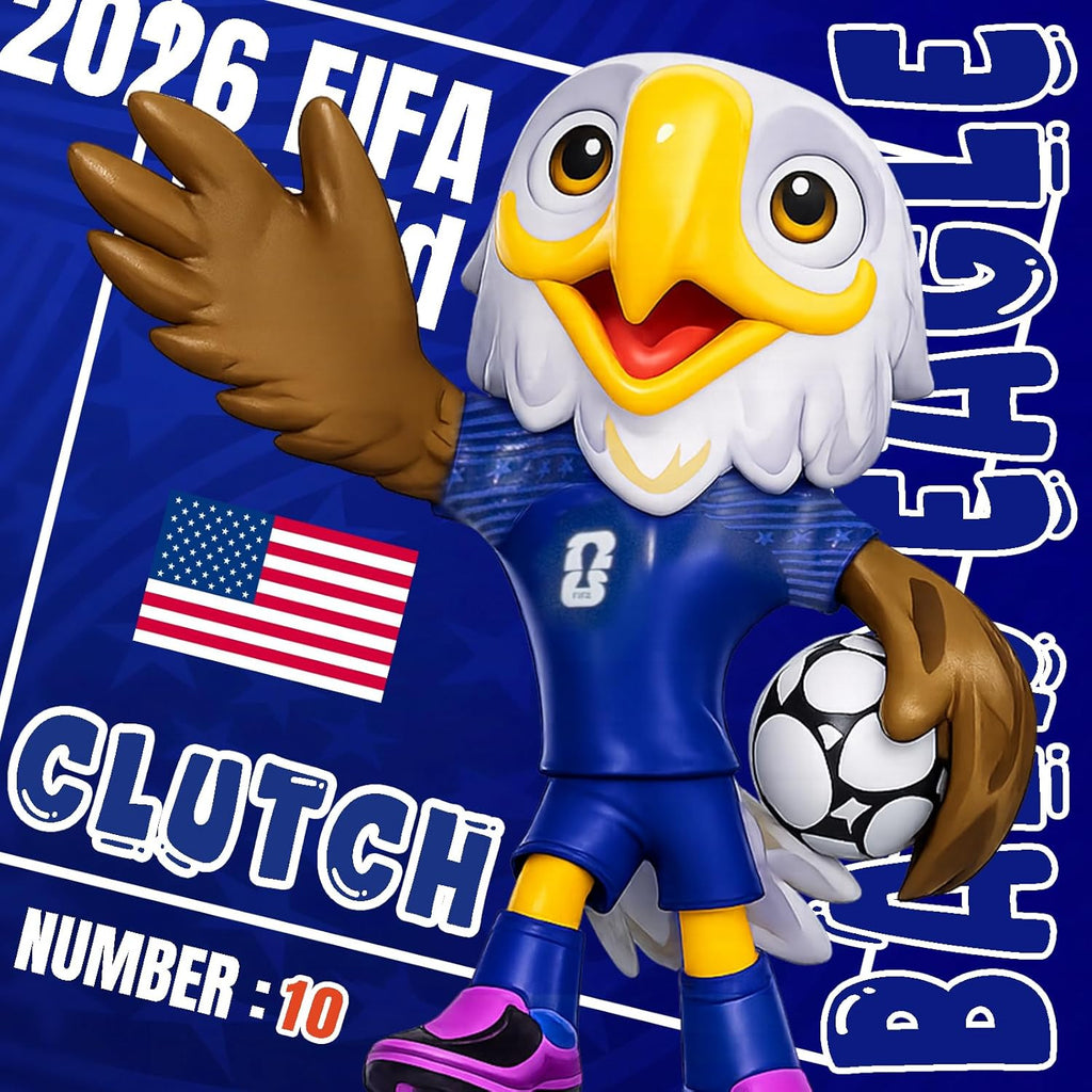 FIFA Official Licensed World Cup 2026 USA Mascot Clutch the Bald Eagle 10.3" Display Statue, Custom Laser Engraved Text & Logo with Acrylic Dome, Personalized Gift for Soccer Fans (Clutch)