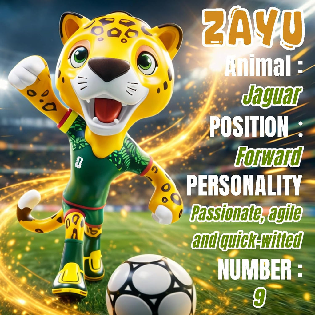 FIFA Official Licensed World Cup 2026 Mexico Mascot Zayu the Jaguar 10.3" Display Statue with Acrylic Dome – Custom Laser Engraved Text & Logo, Personalized Gift for Soccer Fans (Zayu)