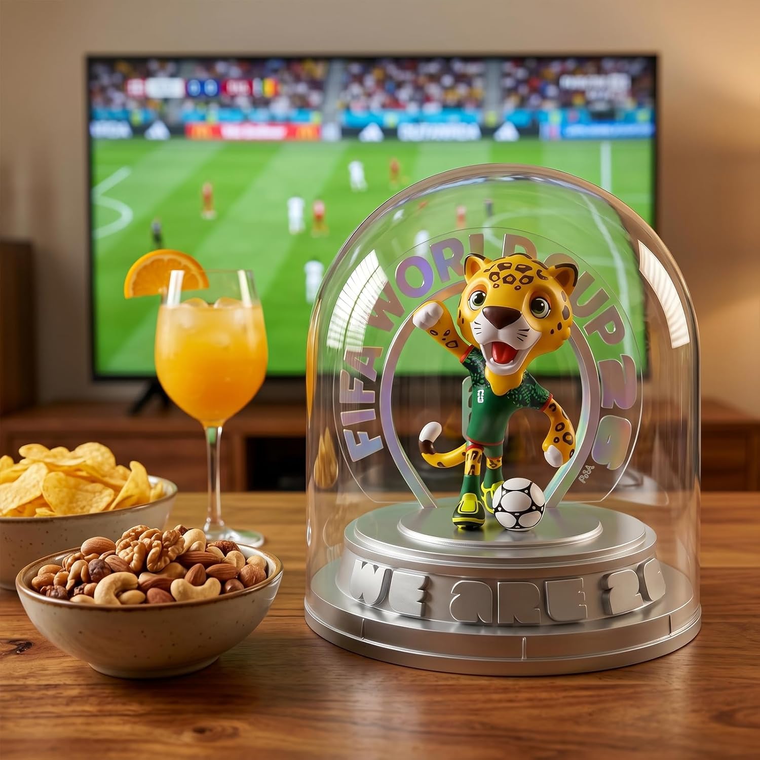 FIFA Official Licensed World Cup 2026 Mexico Mascot Zayu the Jaguar 10.3" Display Statue with Acrylic Dome – Custom Laser Engraved Text & Logo, Personalized Gift for Soccer Fans (Zayu)