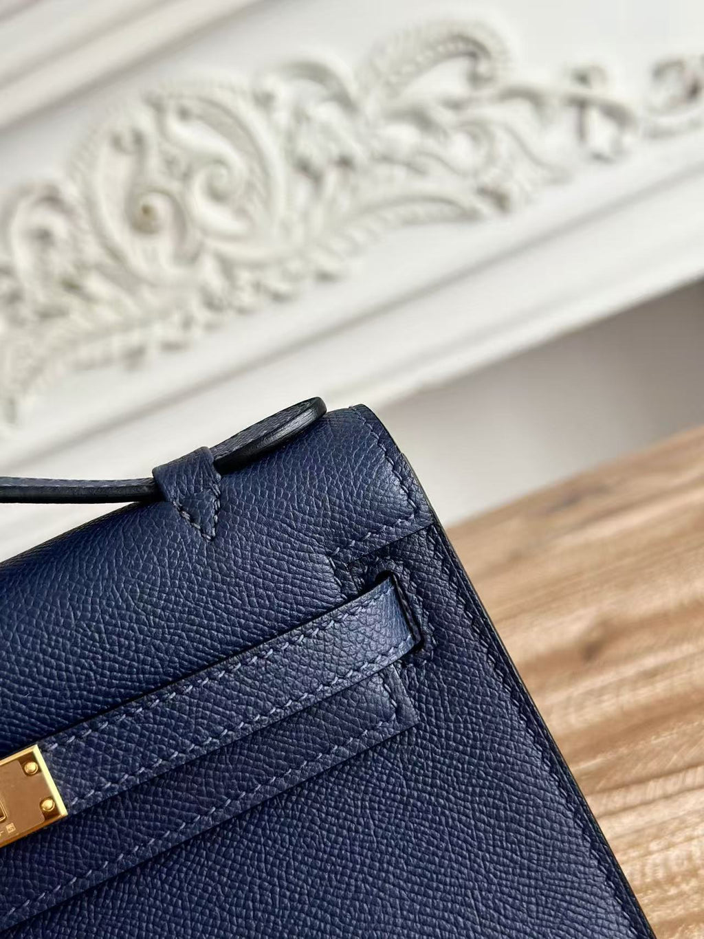 HERMES KELLY MINI POCHETTE 22 IN NAVY BLUE CALFSKIN