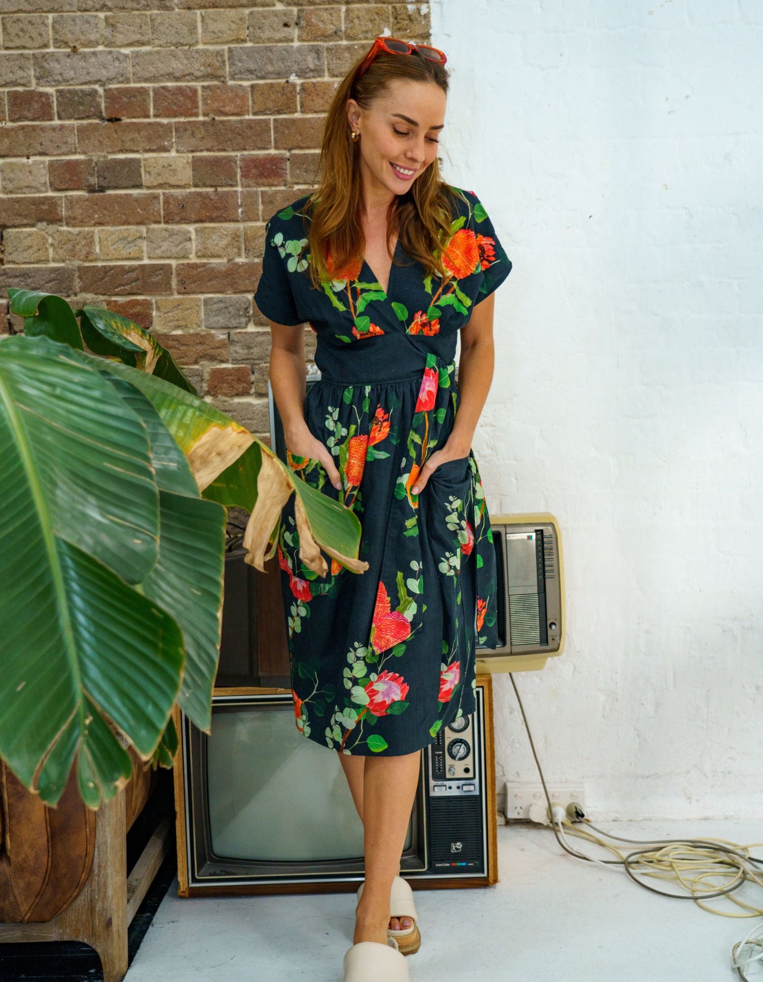 Kinsley Dress Wild Blooms in Linen