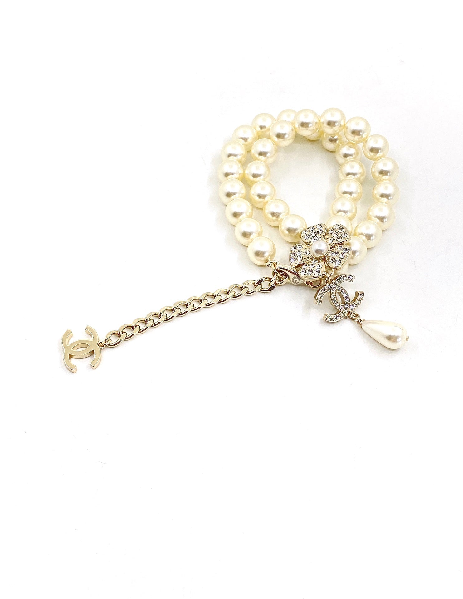 18K  Chanel Pearls Chain Choker Necklace