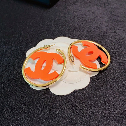 18K  Chanel Color Logo Earrings