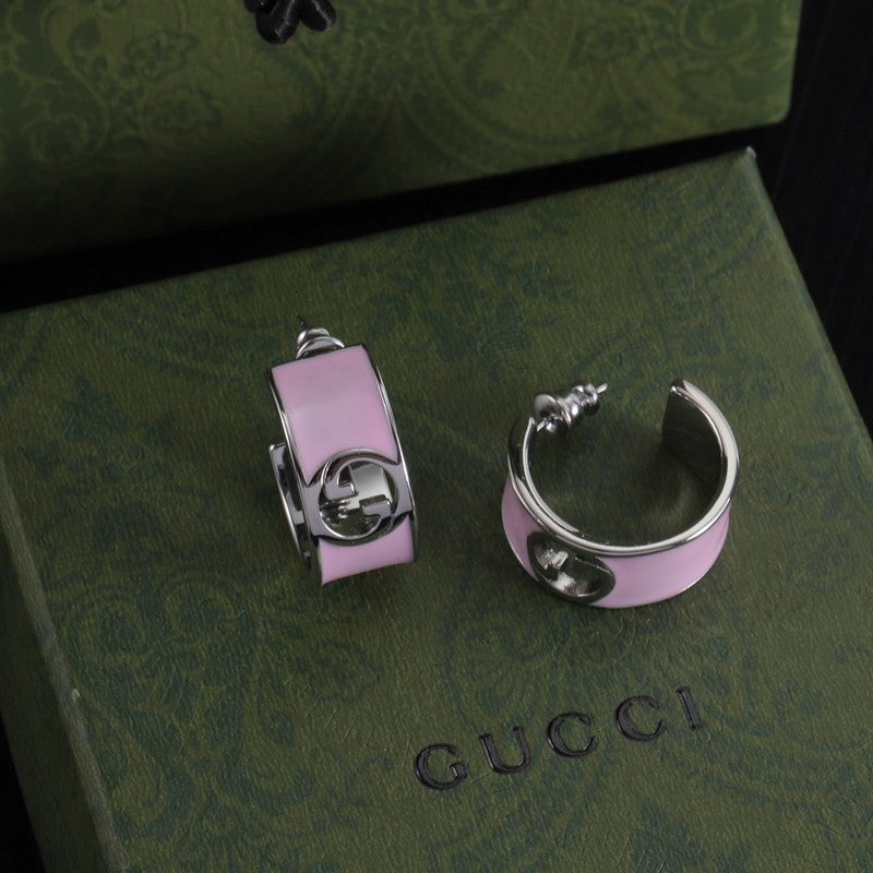 18K Double Gucci Color Enamel Earrings