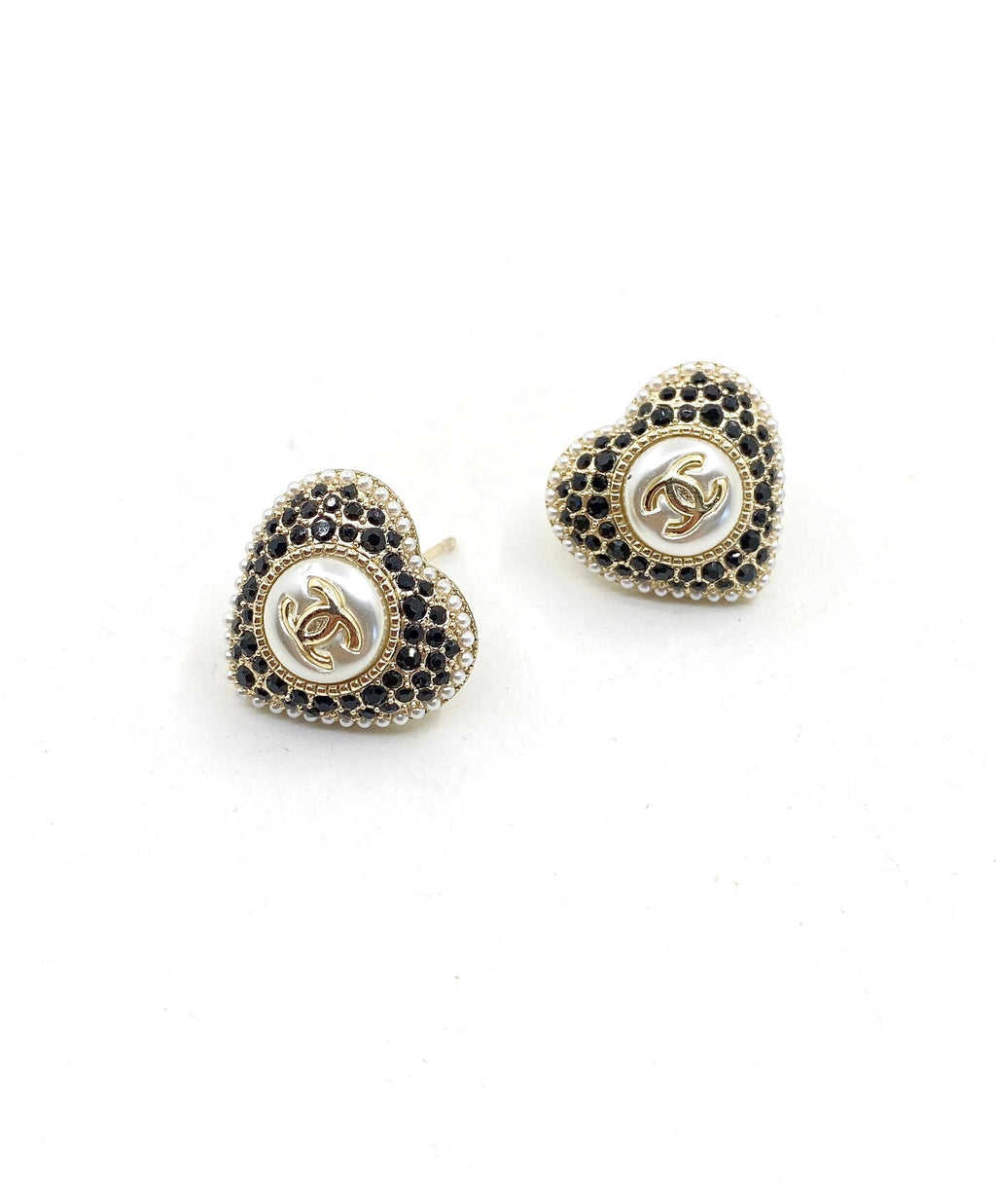18K  Chanel Heart Crystals Earrings