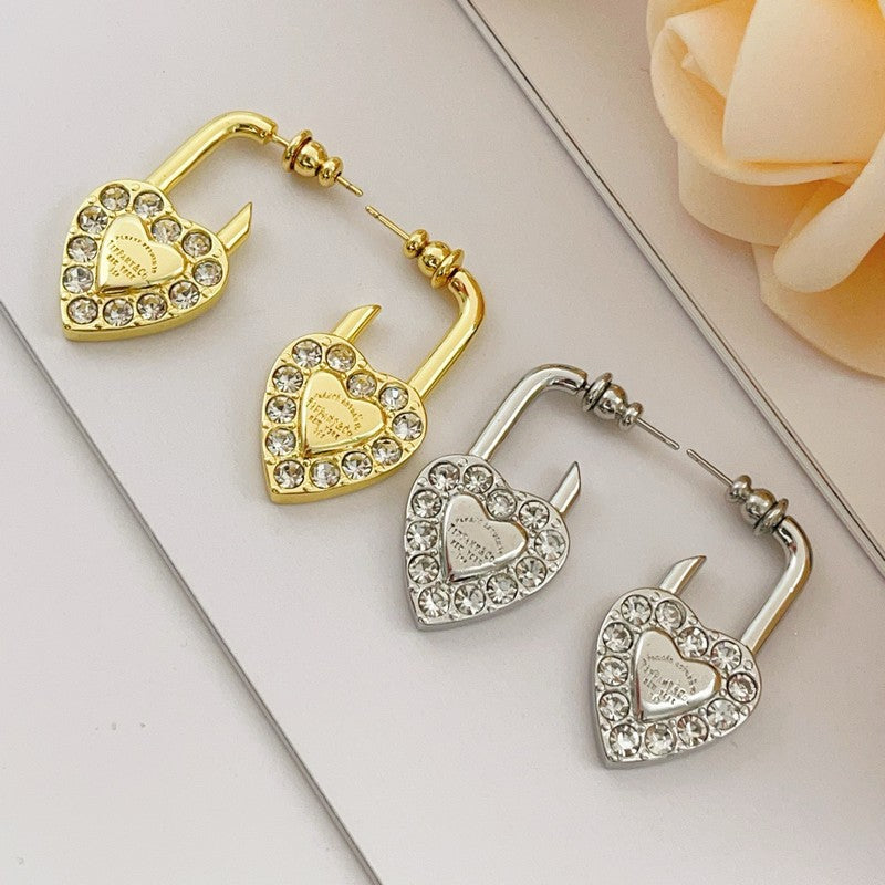 18K Tiffany Diamond Heart Earrings