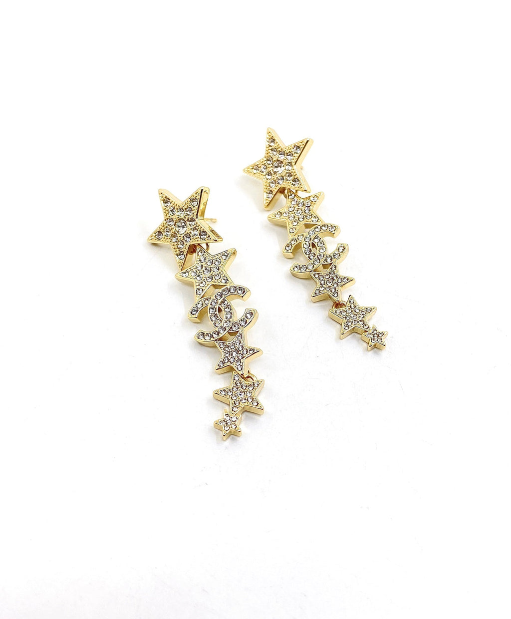 18K  Chanel Star Diamonds Pendant Earrings