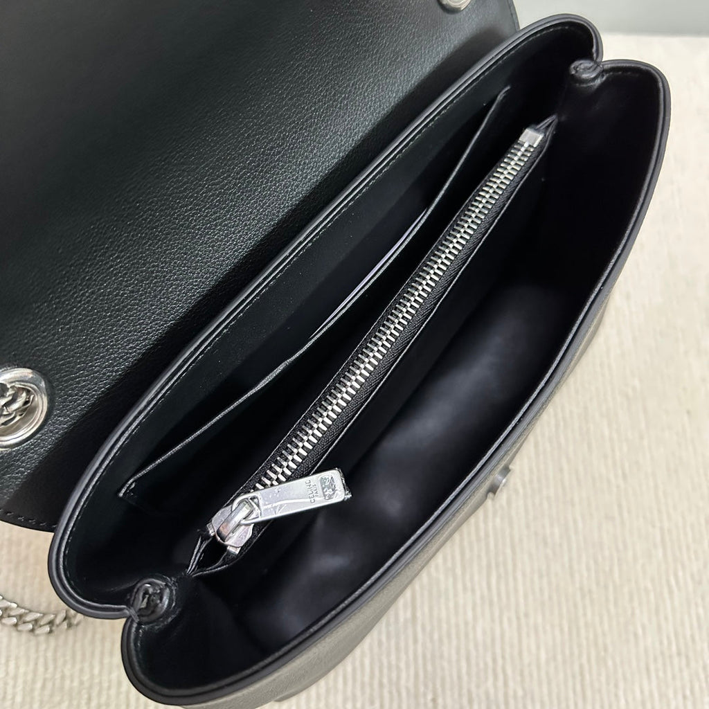 CELINE MEDIUM VICTOIRE BAG 25 IN BLACK SUPPLE CALFSKIN SILVER HARDWARE