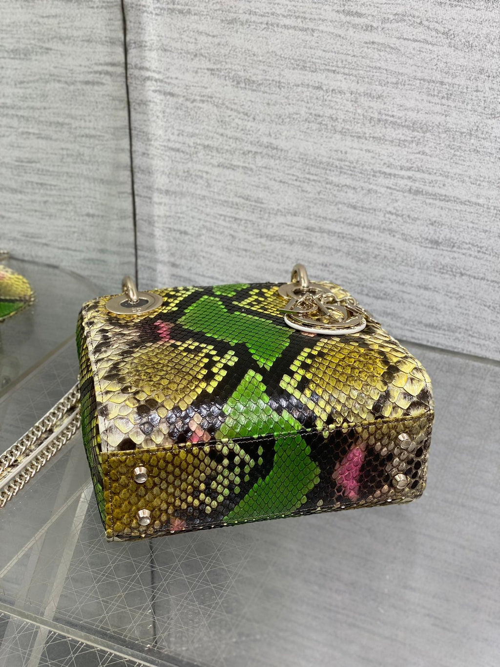 DIOR MINI 17 LADY BAG IN COLORFUL SNAKESKIN PATTERN LAMBSKIN 225975