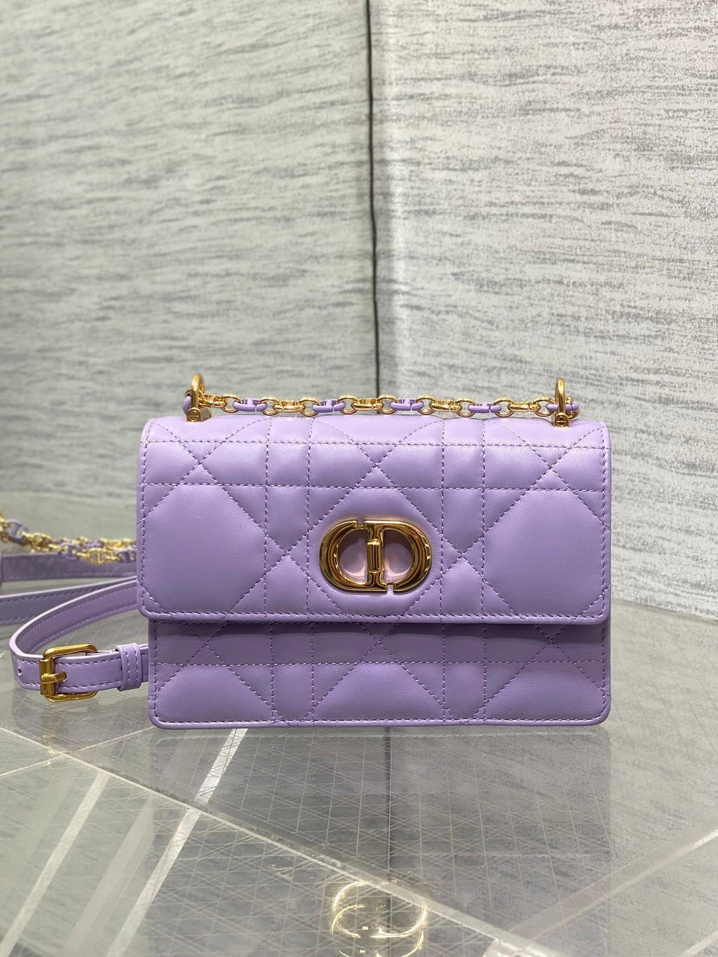 DIOR MISS CARO MINI BAG 17 IN BABY PURPLE MACROCANNAGE LAMBSKIN