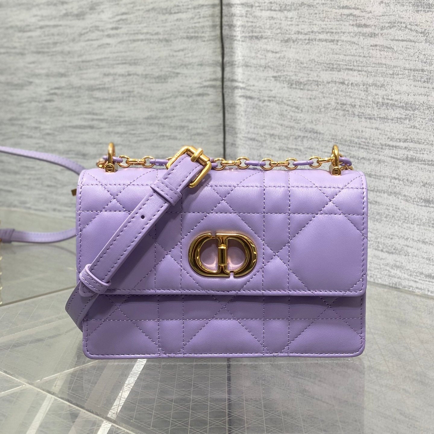 DIOR MISS CARO MINI BAG 17 IN BABY PURPLE MACROCANNAGE LAMBSKIN