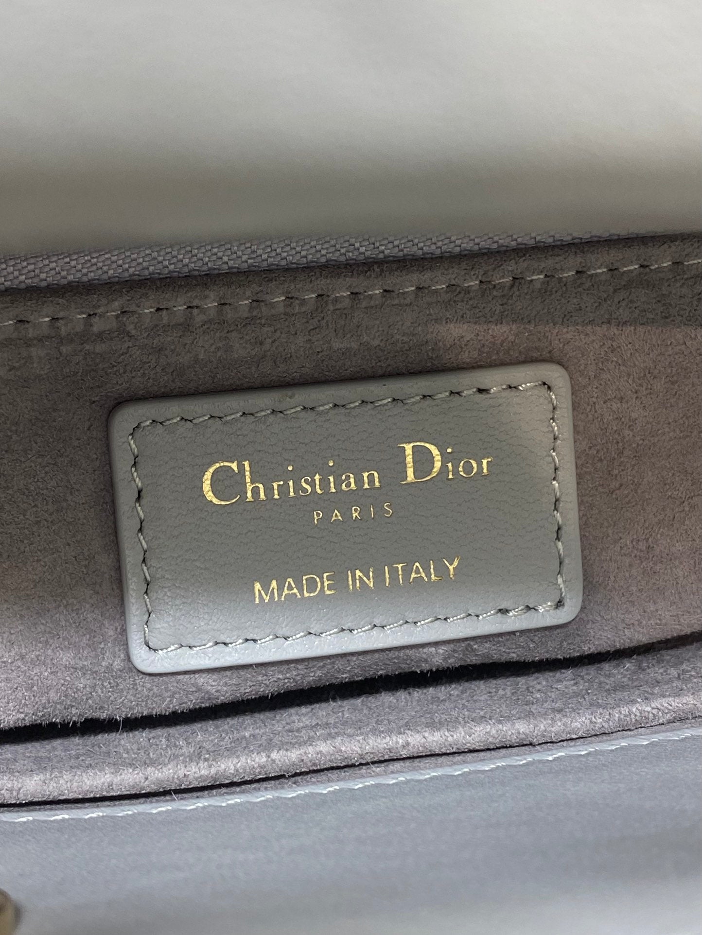 DIOR 25S LADY  BAG 20 IN DARK GRAY CALFSKIN CHARM PEARL EMBELLISHMENTS