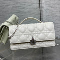 DIOR 25S  TALK PHONE POUCH 21 IN WHITE CANNAGE LAMBSKIN SILVER HARDWARE