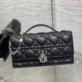 DIOR 25S  TALK PHONE POUCH 21 IN BLACK CANNAGE LAMBSKIN SILVER HARDWARE