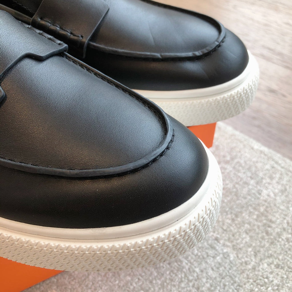HERMES IKE SLIP-ON SNEAKER BLACK CALFSKIN