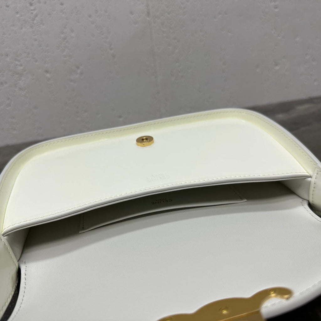 CELINE SHOULDER 20 BAG TERENCE IN WHITE PATENT CALFSKIN
