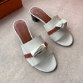 HERMES HIGH MULES IN WHITE CALFSKIN