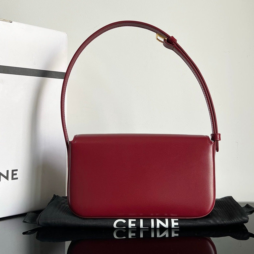 CELINE TRIOMPHE 20  BURGUNDY RED CALFSKIN