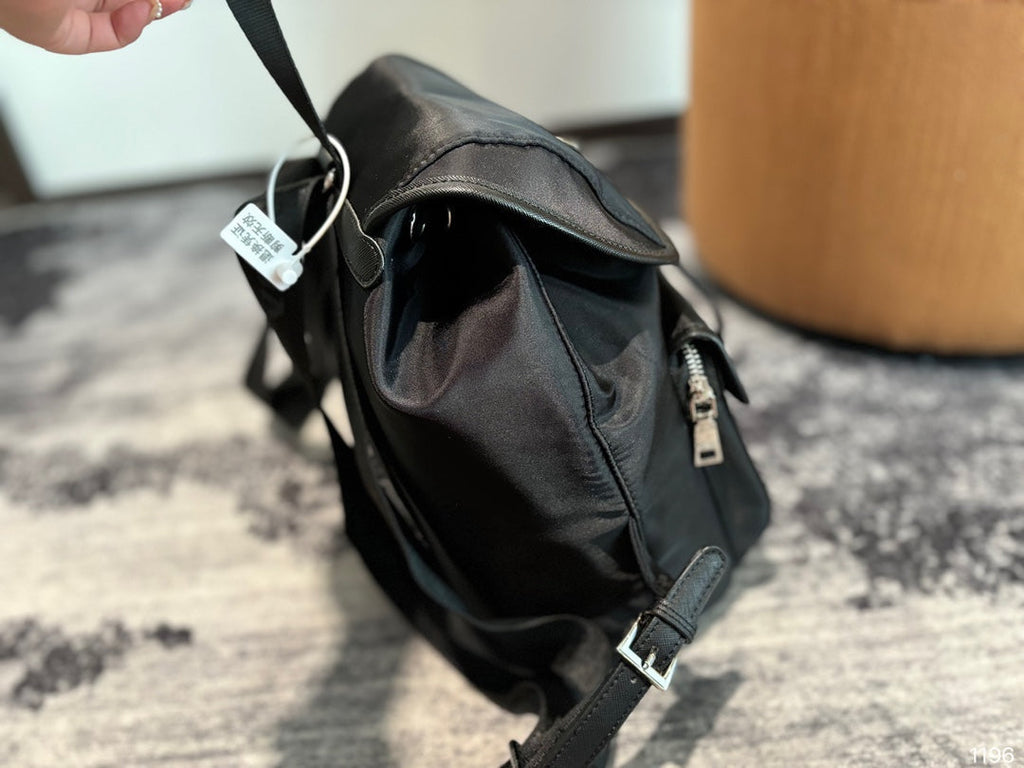 PRADA 32 BACKPACK IN BLACK RE-NYLON