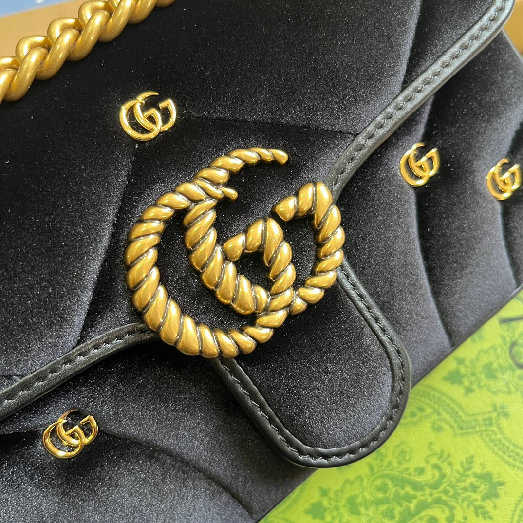 GUCCI MARMONT MINI 22 BAG IN BLACK VELVET