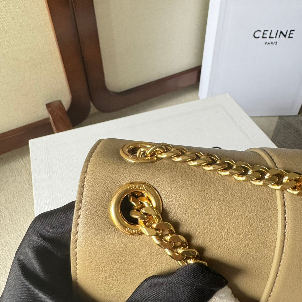 CELINE MEDIUM  VICTOIRE BAG 25 IN CAMEL GOLD CALFSKIN