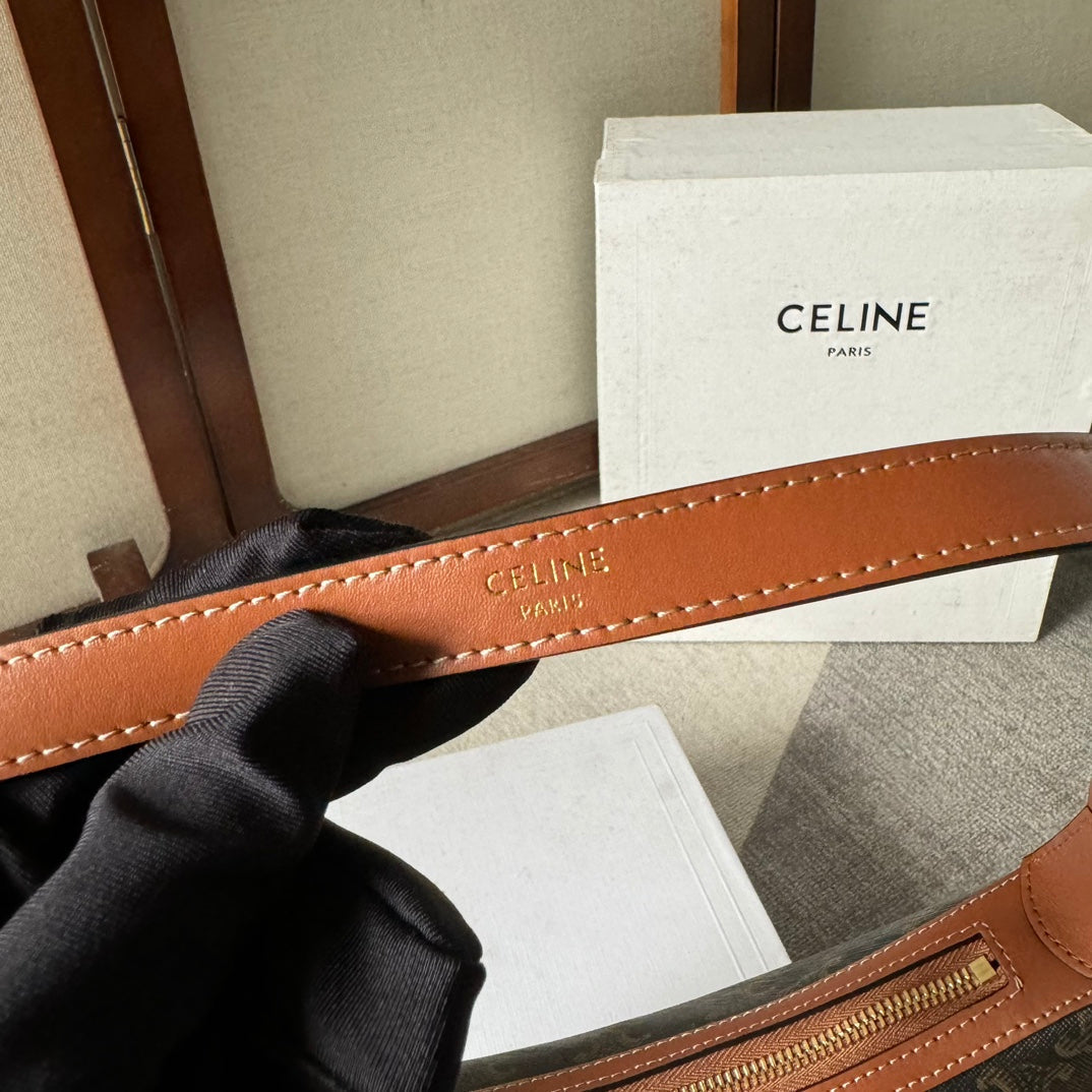 CELINE SMALL HELOÏSE BAG CUIR 22 IN BLACK TRIOMPHE CANVAS