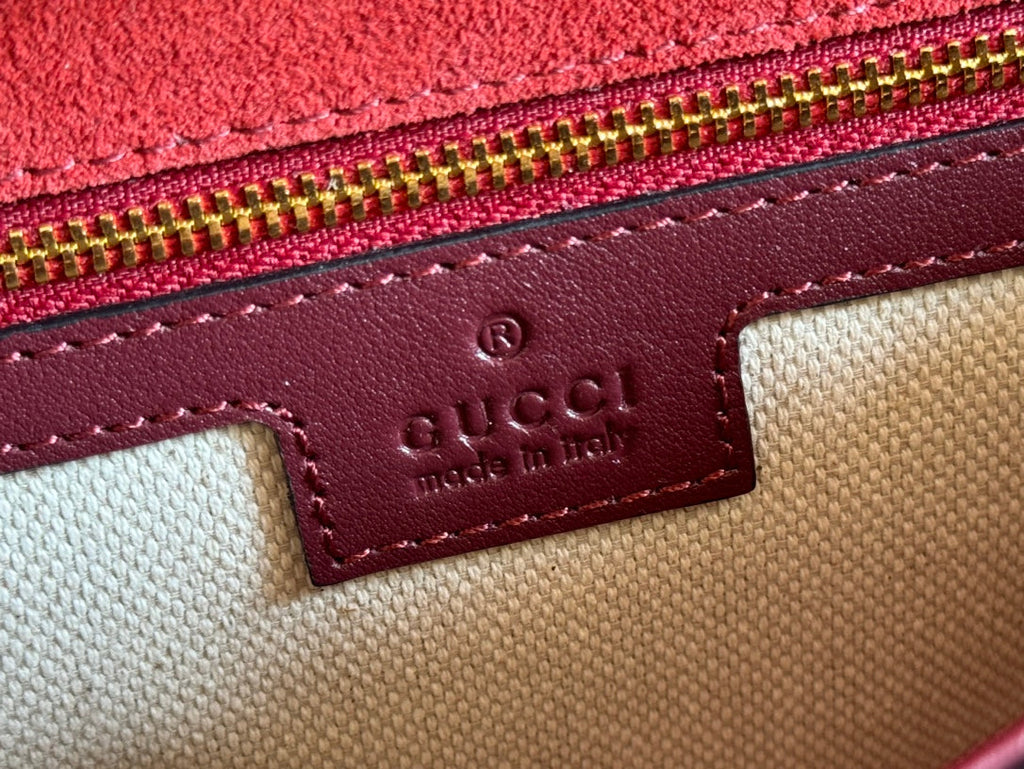GUCCI LARGE BLONDIE SHOULDER BAG 29.5 IN RED PATENT CALFSKIN