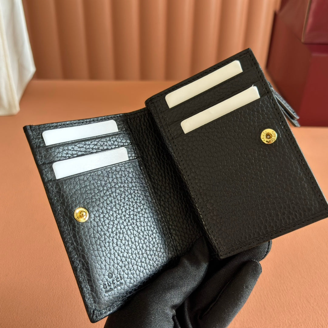 GUCCI MARMONT SMALL WALLET 11 BLACK IN CALFSKIN