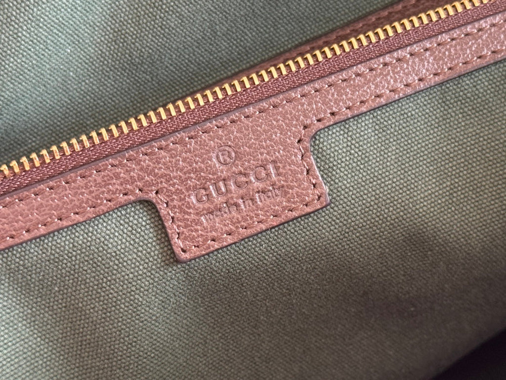 GUCCI OPHIDIA MEDIUM TOTE BAG 31 BEIGE AND DARK BROWN CANVAS