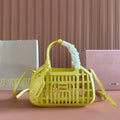 WOVEN HOLLOW BAG 24 IN LEMON YELLOW CALFSKIN