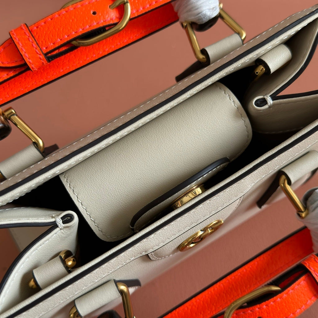 GUCCI 26S DIANA TOTE BAG 20 IN CREAM WHITE CALFSKIN