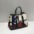 HERMES GARDEN PARTY 36 IN MULTICOLOR TOILE H CANVAS BLACK CALFSKIN