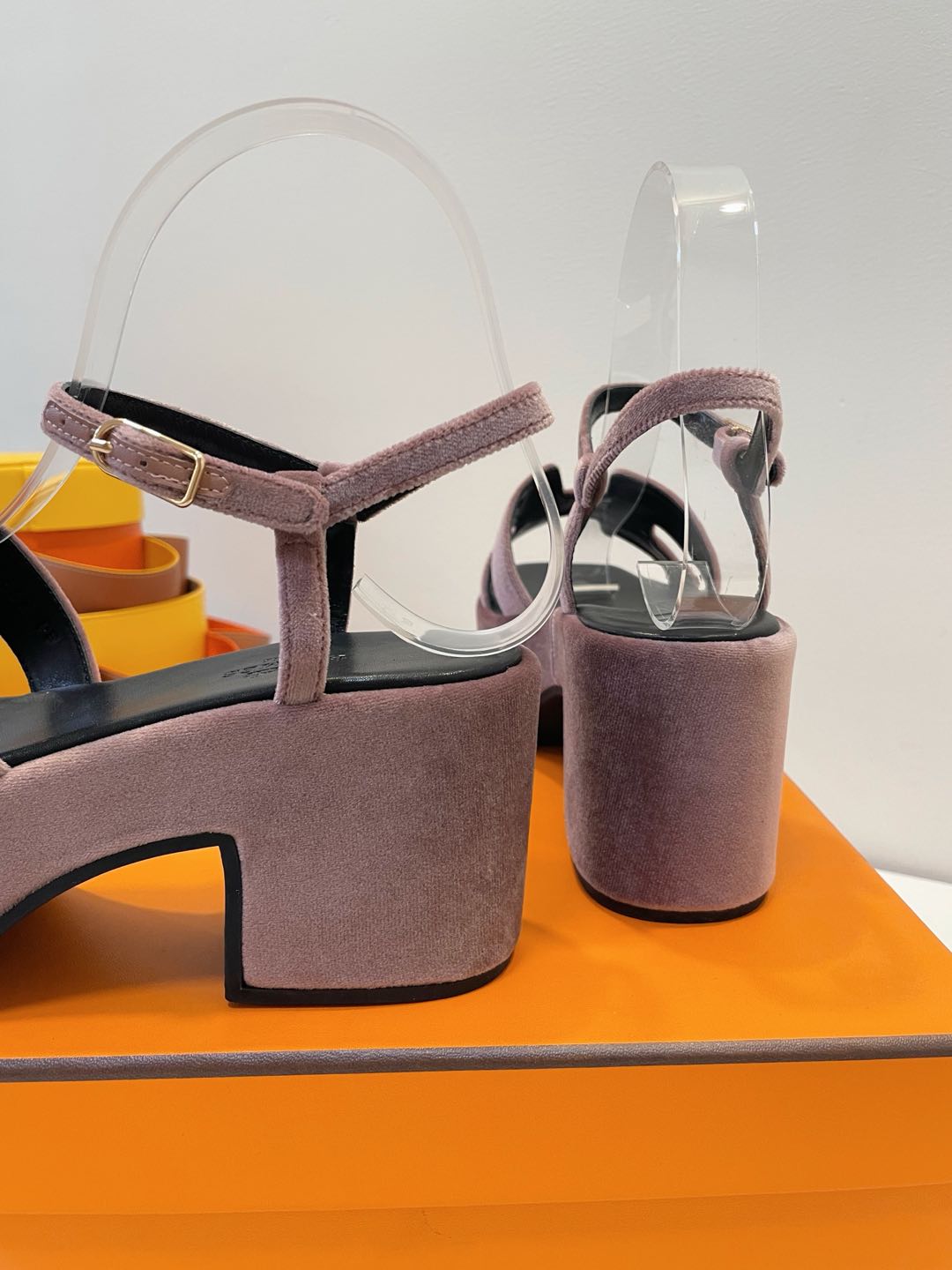 HERMES JAM 30 SANDAL IN ROSY BROWN VELVET