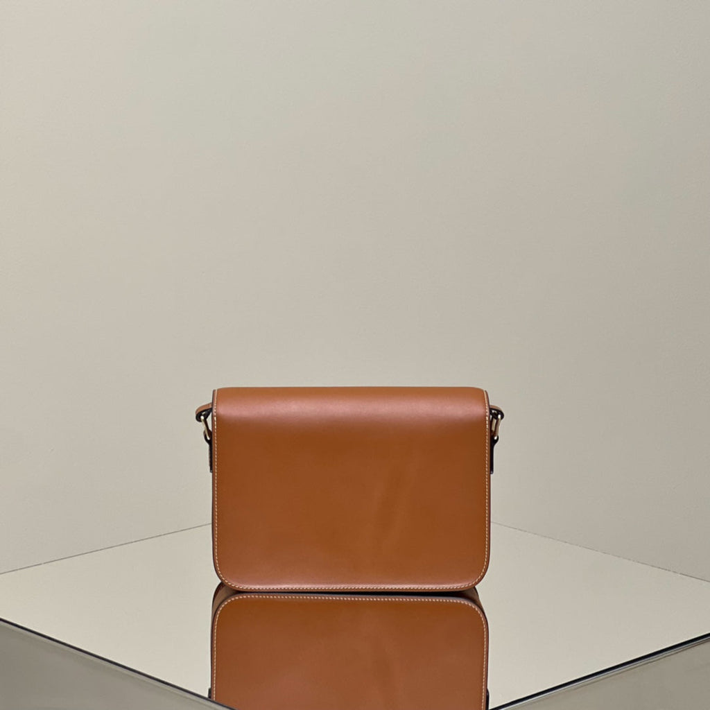 CELINE MINI CLAUDE 22 SHINY CALFSKIN CINNAMON BROWN