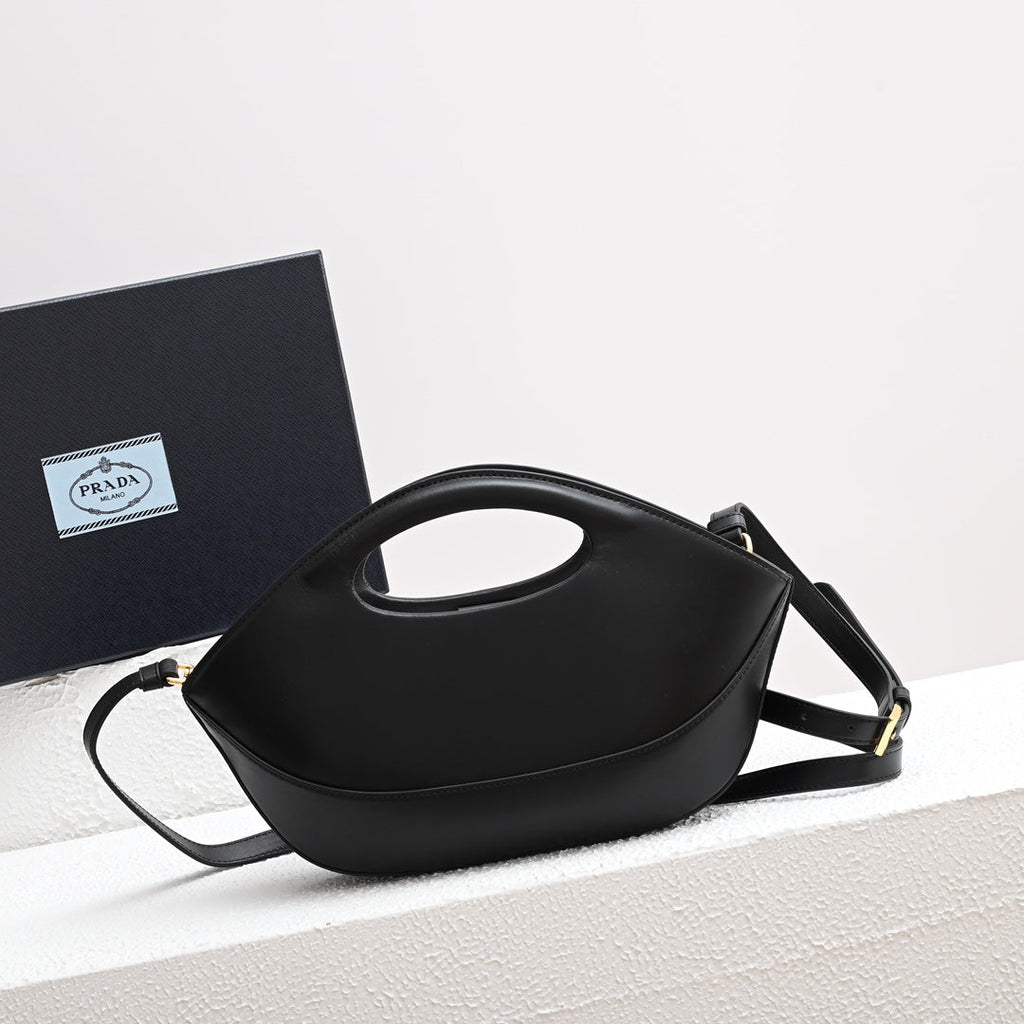 PRADA DUMPLING BAG 30 IN BLACK CALFSKIN